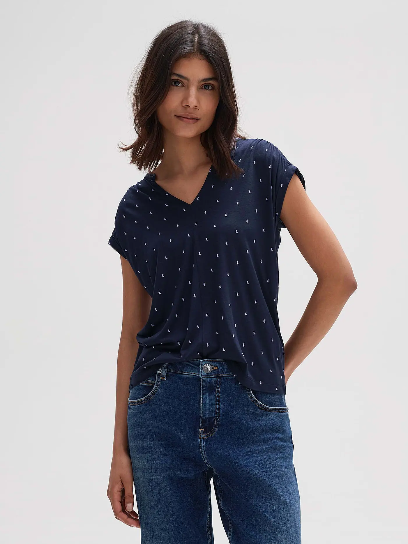 OPUS | Bluse SANDI DOTSY | dunkelblau
